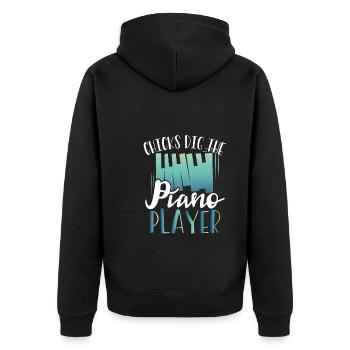 Chicks stand on the piano player - Unisex Premium Organic Zip Hoodie - black - Back - Nico (187cm)