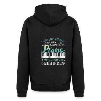 I make creative decisions - Unisex Premium Organic Zip Hoodie - black - Back - Nico (187cm)