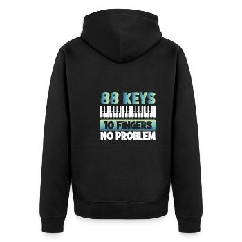 88 Tasten Und 10 Finger - Unisex Premium Bio Zip Hoodie - Schwarz - Hinten - Nico (187cm)