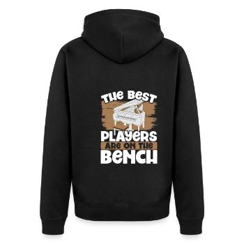 Die Besten Spieler Sitzen Auf Der Bank - Unisex Premium Bio Zip Hoodie - Schwarz - Hinten - Nico (187cm)