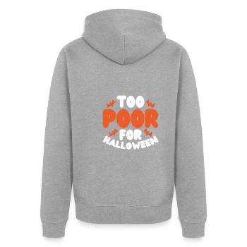 Trop pauvre pour Halloween - Veste à capuche bio Premium Unisexe - gris chiné - Dos - Nico (187cm)