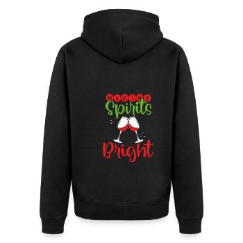 Wein hebt die Stimmung - Unisex Premium Bio Zip Hoodie - Schwarz - Hinten - Nico (187cm)