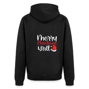 Frohe Weihnachten euch allen - Unisex Premium Bio Zip Hoodie - Schwarz - Hinten - Nico (187cm)