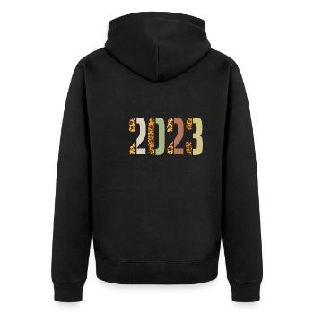 Nouvel An coloré 2023 - Veste à capuche bio Premium Unisexe - noir - Dos - Nico (187cm)