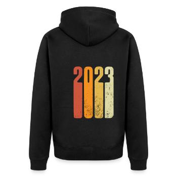 Rétro de l’année 2023 - Veste à capuche bio Premium Unisexe - noir - Dos - Nico (187cm)