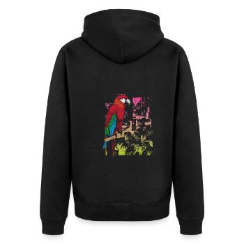 Papagei Auf Einem Ast Im Amazonas - Unisex Premium Bio Zip Hoodie - Schwarz - Hinten - Nico (187cm)