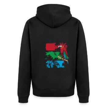 Bunter Papagei Auf Einem Ast - Unisex Premium Bio Zip Hoodie - Schwarz - Hinten - Nico (187cm)