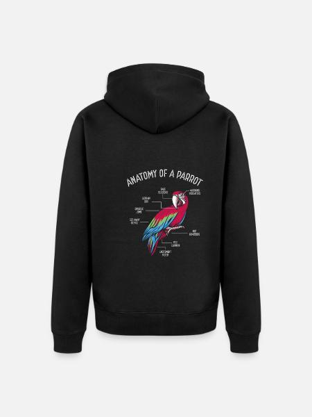 Anatomy of a parrot - Unisex Premium Organic Zip Hoodie - black
