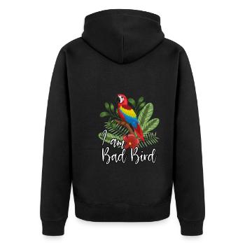 I am an evil bird - Unisex Premium Organic Zip Hoodie - black - Back - Nico (187cm)