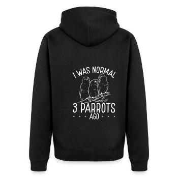I was normal with three parrots - Unisex Premium Organic Zip Hoodie - black - Back - Nico (187cm)