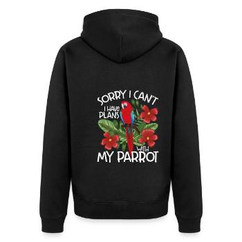 I have plans with my parrot - Unisex Premium Organic Zip Hoodie - black - Back - Nico (187cm)