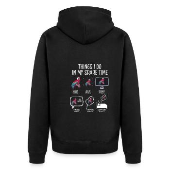 Things I Do In My Free Time - Unisex Premium Organic Zip Hoodie - black - Back - Nico (187cm)