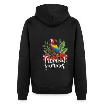 Tropical summer parrot - Unisex Premium Organic Zip Hoodie - black - Back - Nico (187cm)