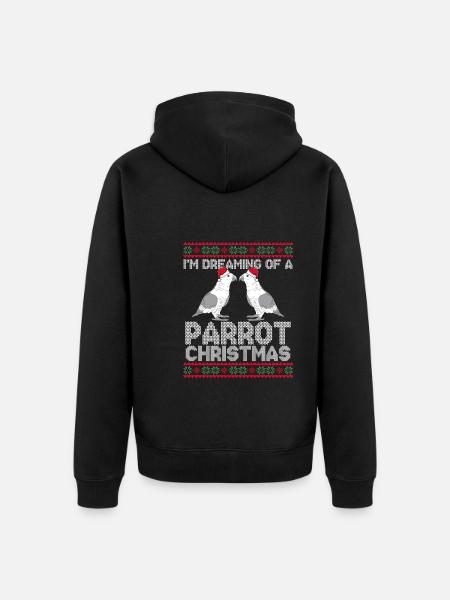 I dream of parrot Christmas - Unisex Premium Organic Zip Hoodie - black