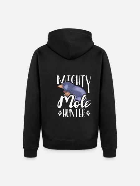 Mighty Mole Hunter - Unisex Premium Organic Zip Hoodie - black