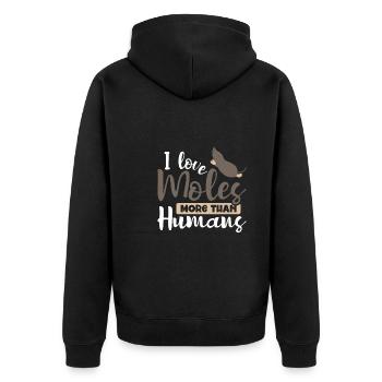 I love moles more than humans - Unisex Premium Organic Zip Hoodie - black - Back - Nico (187cm)