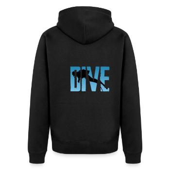 Taucher Tauchen - Unisex Premium Bio Zip Hoodie - Schwarz - Hinten - Nico (187cm)