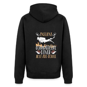 Taucher Fügt Einfach Kaffee Hinzu - Unisex Premium Bio Zip Hoodie - Schwarz - Hinten - Nico (187cm)