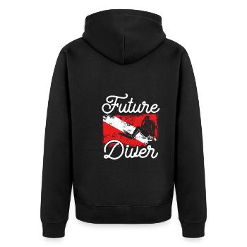 Zukünftiger Taucher - Unisex Premium Bio Zip Hoodie - Schwarz - Hinten - Nico (187cm)