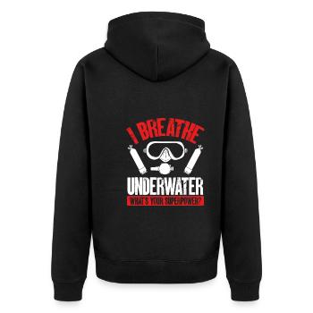 Ich Atme Unter Wasser - Unisex Premium Bio Zip Hoodie - Schwarz - Hinten - Nico (187cm)