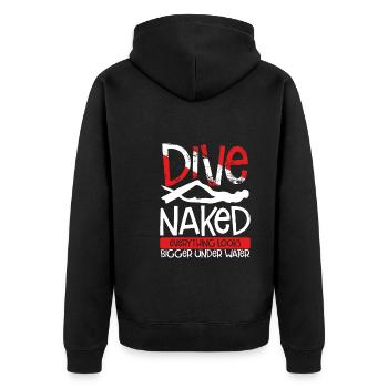 Nackt Tauchen Sieht Alles Größer Aus - Unisex Premium Bio Zip Hoodie - Schwarz - Hinten - Nico (187cm)