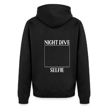 Nachttauchen Selfie - Unisex Premium Bio Zip Hoodie - Schwarz - Hinten - Nico (187cm)