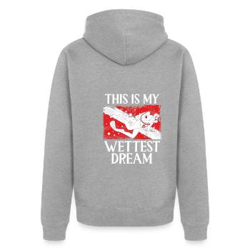 Das Ist Mein Feuchtester Traum - Unisex Premium Bio Zip Hoodie - Grau meliert - Hinten - Nico (187cm)