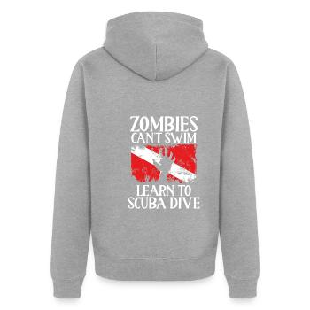 Les zombies ne peuvent pas apprendre à nager, - Veste à capuche bio Premium Unisexe - gris chiné - Dos - Nico (187cm)