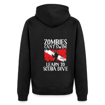 Zombies Können Nicht Schwimmen Lernen, - Unisex Premium Bio Zip Hoodie - Schwarz - Hinten - Nico (187cm)