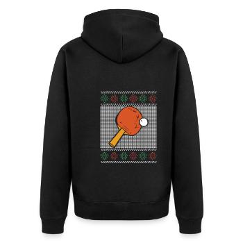 Snowflake Table Tennis Bat - Unisex Premium Organic Zip Hoodie - black - Back - Nico (187cm)