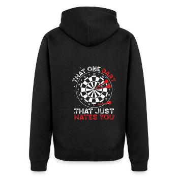 An arrow hates you - Unisex Premium Organic Zip Hoodie - black - Back - Nico (187cm)