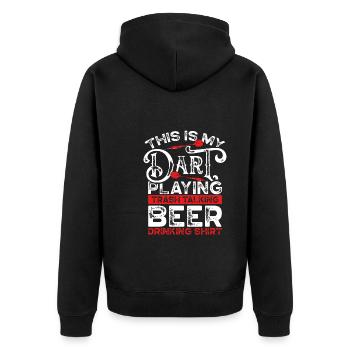 This is my dart and drinking shirt - Unisex Premium Organic Zip Hoodie - black - Back - Nico (187cm)