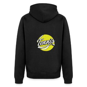 Balle de tennis jaune - Veste à capuche bio Premium Unisexe - noir - Dos - Nico (187cm)
