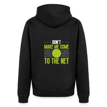 Lass Mich Nicht Ins Netz Kommen - Unisex Premium Bio Zip Hoodie - Schwarz - Hinten - Nico (187cm)