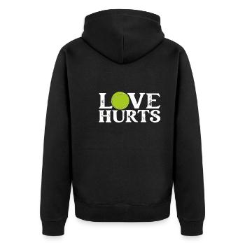 Tennisspielerliebe Tut Weh - Unisex Premium Bio Zip Hoodie - Schwarz - Hinten - Nico (187cm)