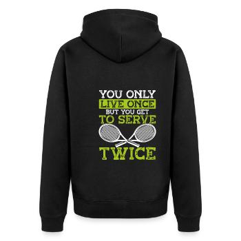 After all, you only live once - Unisex Premium Organic Zip Hoodie - black - Back - Nico (187cm)