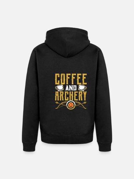 Kaffee Und Bogenschießen - Unisex Premium Bio Zip Hoodie - Schwarz
