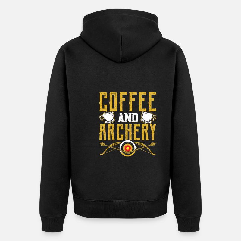Café et tir à l’arc - Veste à capuche bio Premium Unisexe - noir