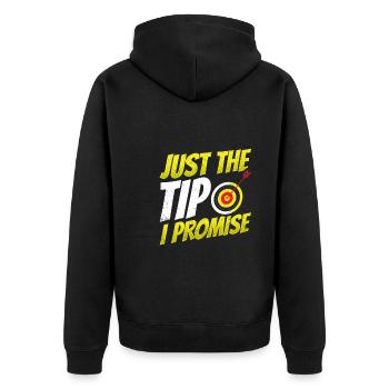 Nur Der Tipp, Den Ich Verspreche - Unisex Premium Bio Zip Hoodie - Schwarz - Hinten - Nico (187cm)