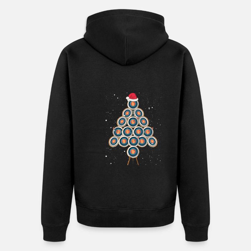 Bogenschießscheibe Als Weihnachtsbaum - Unisex Premium Bio Zip Hoodie - Schwarz