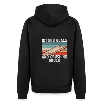 Ziele Treffen Und Seelen Zermalmen - Unisex Premium Bio Zip Hoodie - Schwarz - Hinten - Nico (187cm)