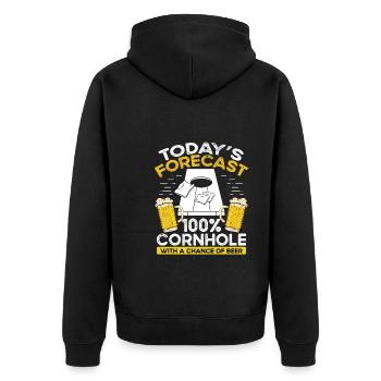 Cornhole Und Bier - Unisex Premium Bio Zip Hoodie - Schwarz - Hinten - Nico (187cm)