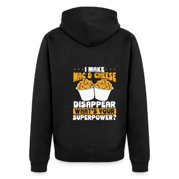 I make Mac and cheese disappear - Unisex Premium Organic Zip Hoodie - black - Back - Nico (187cm)