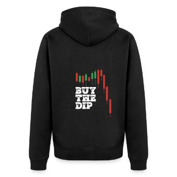 Kaufen Sie die fallende Kerze - Unisex Premium Bio Zip Hoodie - Schwarz - Hinten - Nico (187cm)