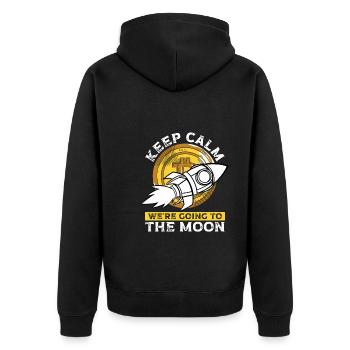 Die Rakete Zum Mond - Unisex Premium Bio Zip Hoodie - Schwarz - Hinten - Nico (187cm)