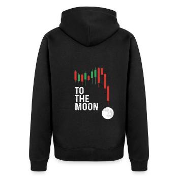 To the moon with the red candle - Unisex Premium Organic Zip Hoodie - black - Back - Nico (187cm)