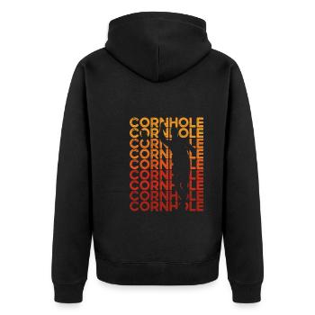 Joueur de Sunset Cornhole - Veste à capuche bio Premium Unisexe - noir - Dos - Nico (187cm)