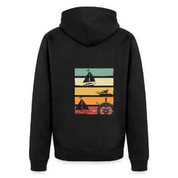 Sailor Sunset Rétro - Veste à capuche bio Premium Unisexe - noir - Dos - Nico (187cm)