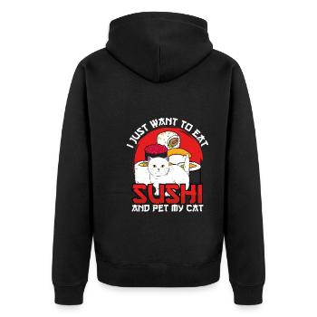 Je veux juste manger des sushis et mon chat - Veste à capuche bio Premium Unisexe - noir - Dos - Nico (187cm)