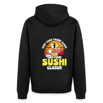 Gardez vos sushis plus près que votre - Veste à capuche bio Premium Unisexe - noir - Dos - Nico (187cm)